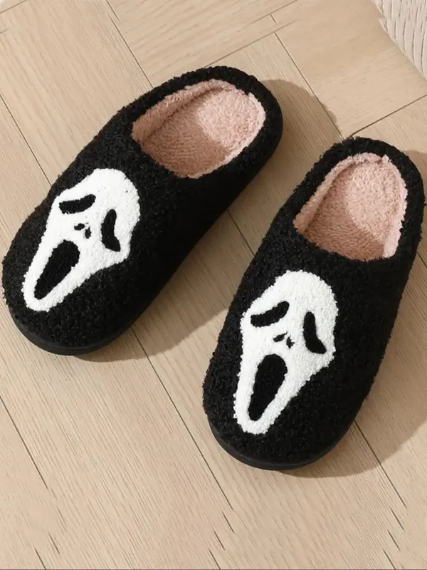Women's Halloween Themed Cute Pumpkin Plush Slippers, Casual Soft Comfortable Home Slippers for Fall & Winter, Fluffy Fall & ...
