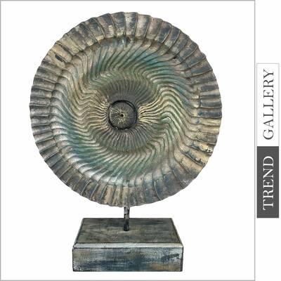 Creative Round Wood Table Figurine Gray and Green Original Desktop Art for Room Decor | SHIELD OF DIONYSUS 18.9"x14.5&qu...