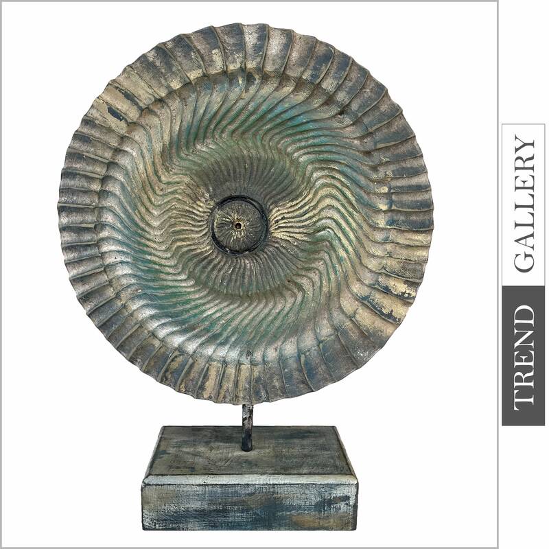 Creative Round Wood Table Figurine Gray and Green Original Desktop Art for Room Decor | SHIELD OF DIONYSUS 18.9"x14.5&qu...