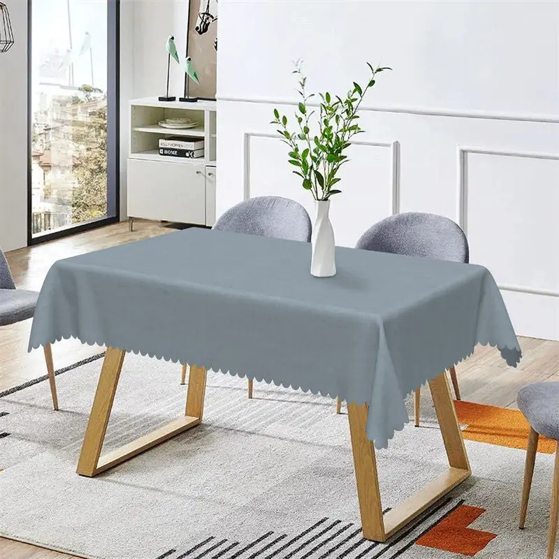 Modern Blue Simple Cloth Texture Rectangle Tablecloth - Aperturee