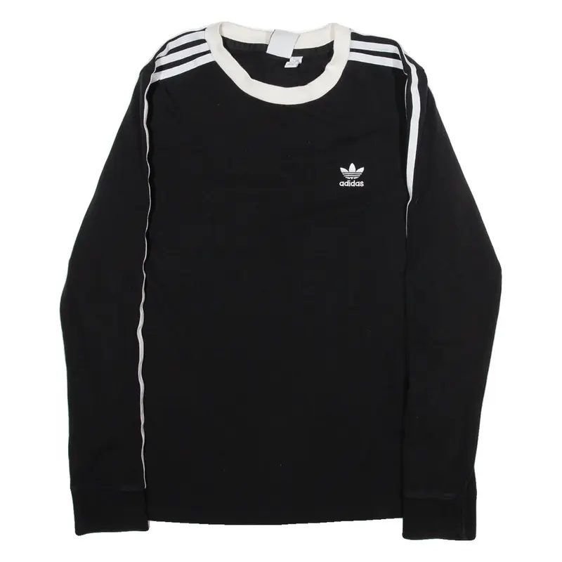 ADIDAS Womens T-Shirt Black Long Sleeve UK 8