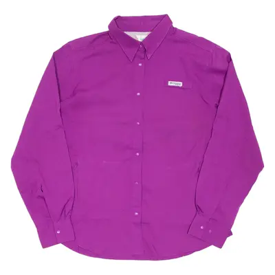 COLUMBIA Womens Plain Shirt Purple Long Sleeve L