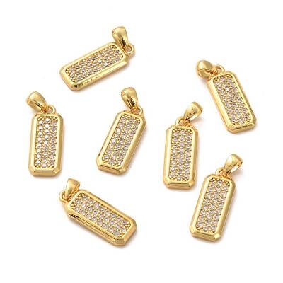Brass Micro Pave Clear Cubic Zirconia Pendants