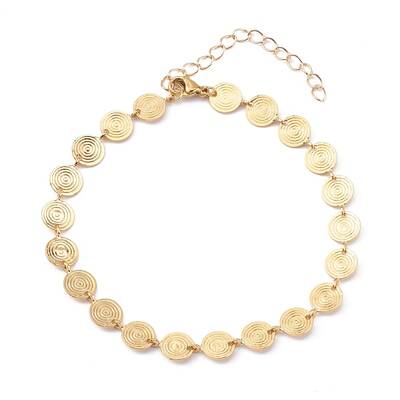 Brass Flat Round Link Chain Anklet