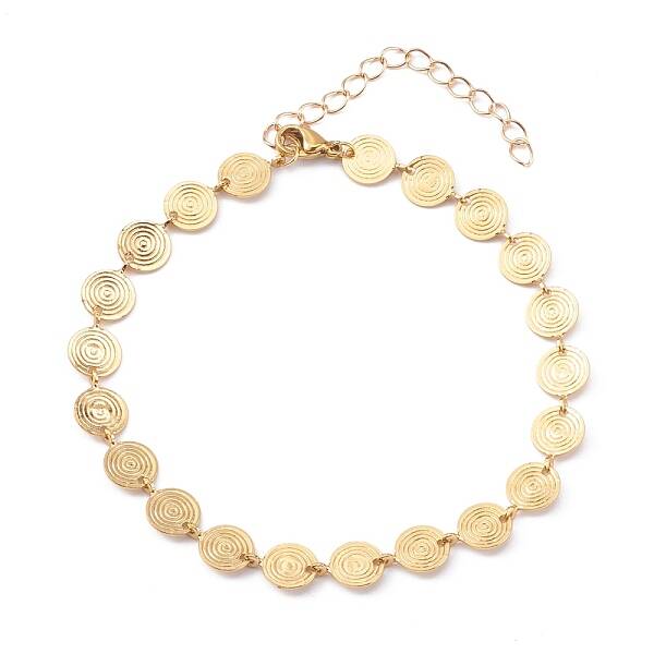 Brass Flat Round Link Chain Anklet