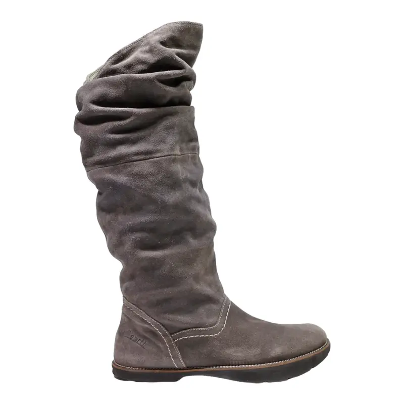 EARTH High Boots Grey Leather Womens UK 6.5