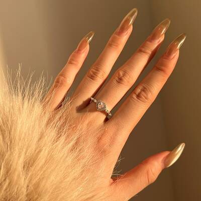 Heart 925 Sterling Silver Micro Pave Cubic Zirconia Finger Rings for Women