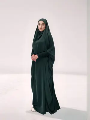 Plain Shirred Cuff Batwing Sleeve Abaya, Maxi Kaftan Dress Loose Abayas, Pakistani Outfits, Muslim Clothes for Women