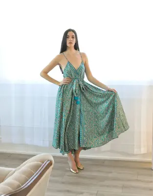 Luminous Strappy Dress - Upcycled | SIZE: O/S | Color: Earth Tones