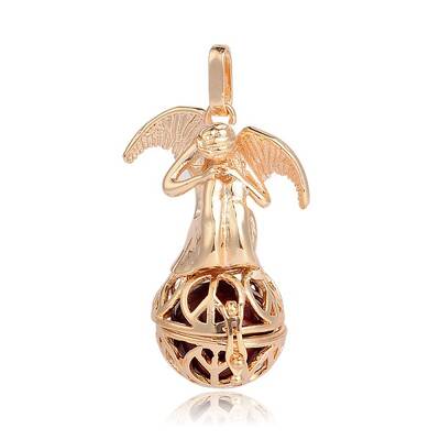 Golden Plated Brass Hollow Round Cage Pendants