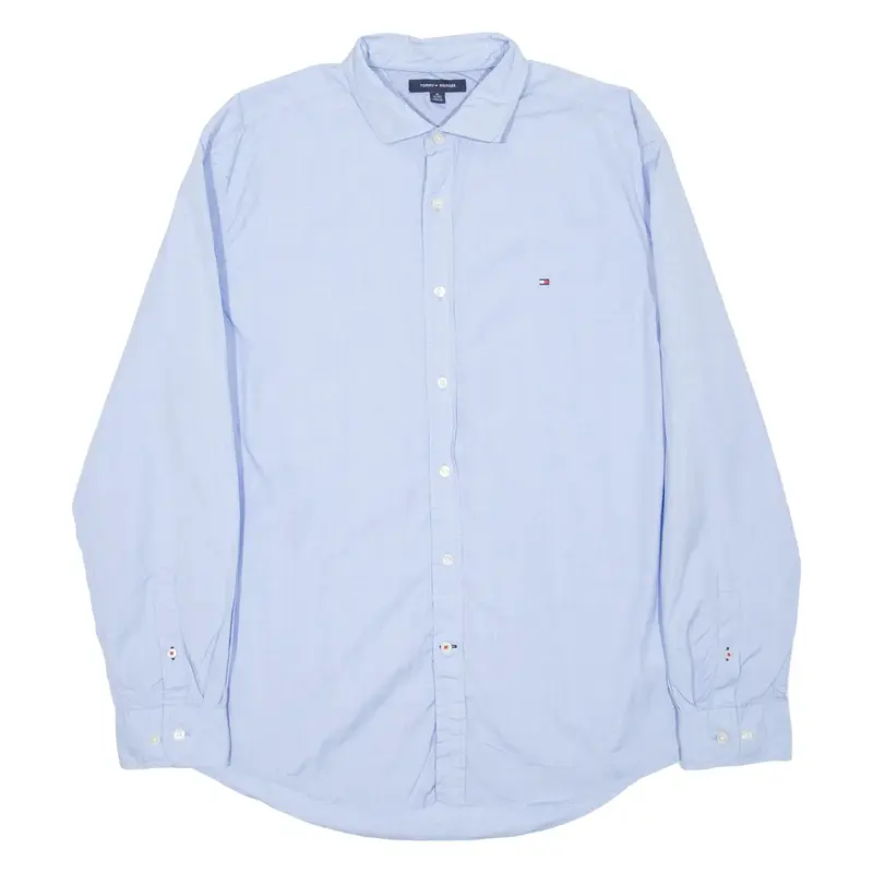 TOMMY HILFIGER Mens Shirt Blue Check Long Sleeve XL