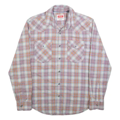 WRANGLER Mens Shirt Grey Check Long Sleeve S