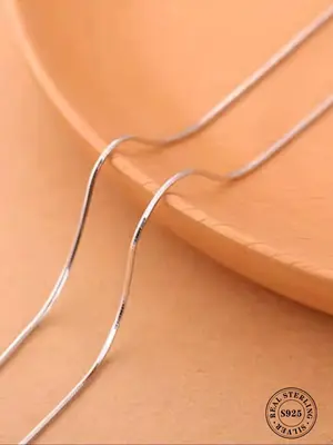 925 Sterling Silver Snake Bone Design Chain Necklace, Fashion Jewelry for Party, Daily Clothing Decor, Trendy All-match & Exq...