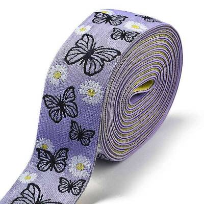 5M Nylon Flower Butterfly Jacquard Elastic Wide Bands