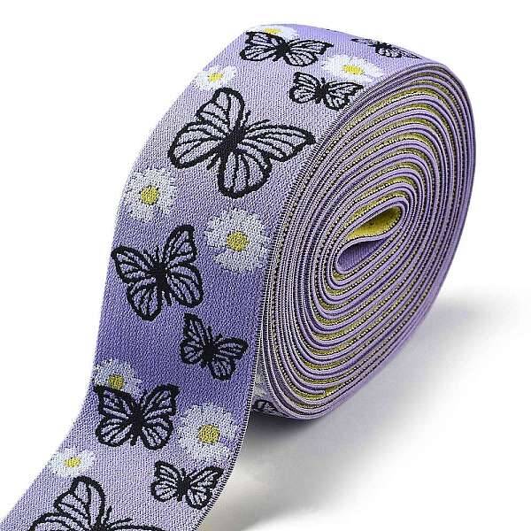 5M Nylon Flower Butterfly Jacquard Elastic Wide Bands