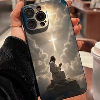 Phone case for iPhone 16 E Pro Max 15 Plus 14 13 12 11 XR XS Creative Jesus Cross Pattern Full Body Protection Anti-Scratch P...