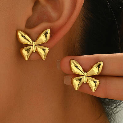 Sweet Stainless Steel Bowknot Stud Earrings