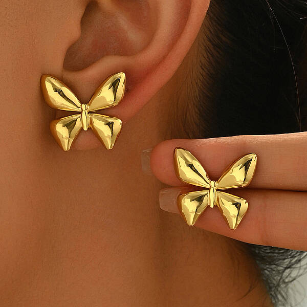 Sweet Stainless Steel Bowknot Stud Earrings