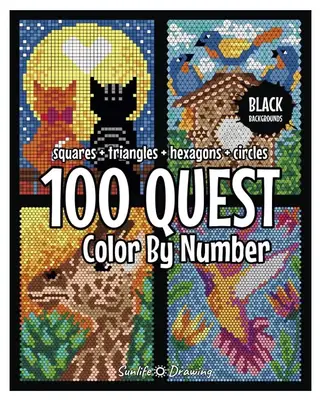 100 QUEST Color By Number: Squares + Triangles + Hexagons + Circles - Activity Book for Adults - Coloring Gift Book for Kids,...