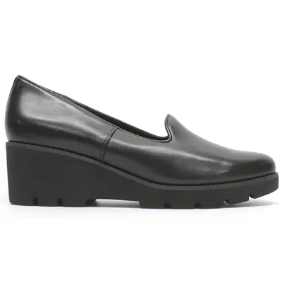 Vionic Willa Wedge Leather Women's Loafers Shoes - Black - Size:US 10 Women