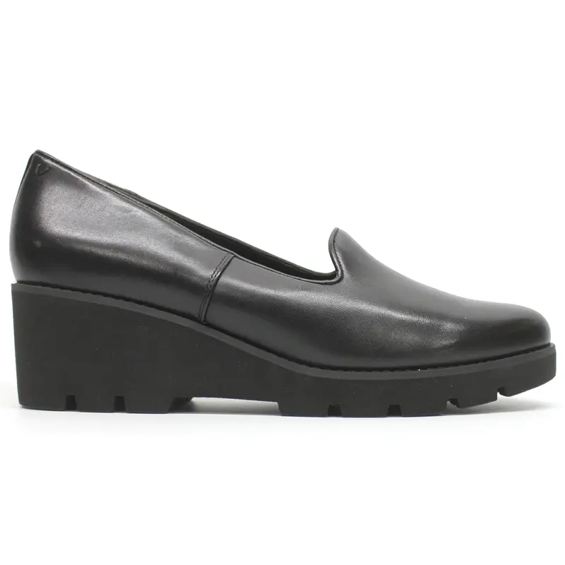Vionic Willa Wedge Leather Women's Loafers Shoes - Black - Size:US 10 Women
