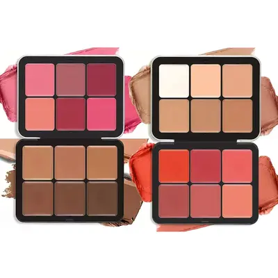 6 Color Cosmetic Concealer & 6 Color Blush Palette, Long Lasting Makeup Palette, Tinted Facial Contouring Makeup Products, Su...