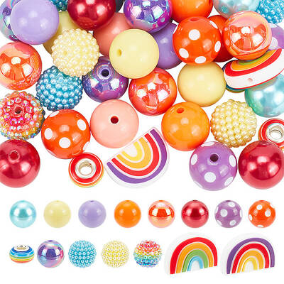 16 Style Mixed Style Acrylic & Silicone & Resin Beads Sets