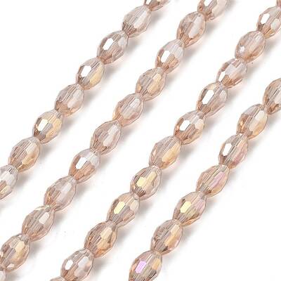 Transparent Electroplate Glass Beads Strands
