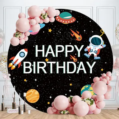 Aperturee Old Mater Round Abstract Birthday Backdrop | Round Backdrop Fabric Cover | Customized Backdrop For Birthday | Birth...