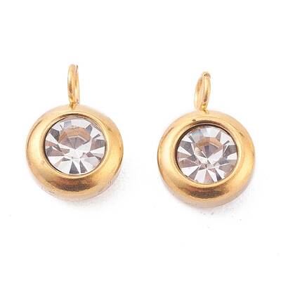 304 Stainless Steel Rhinestone Charms