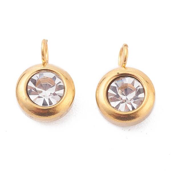 304 Stainless Steel Rhinestone Charms