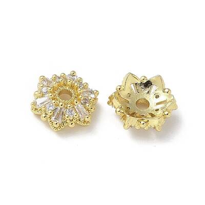 Brass Clear Cubic Zirconia Bead Caps