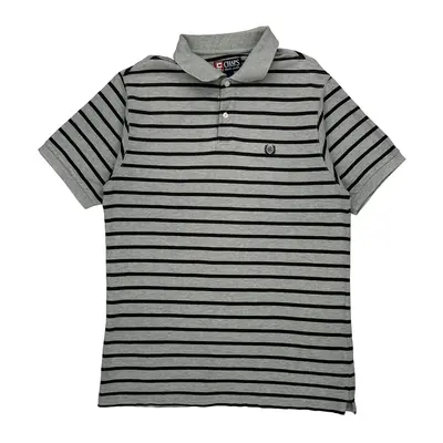 Chaps Ralph Lauren Striped Polo Shirt - Medium Grey Cotton