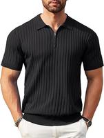 COOFANDY New York Fashion Week Men's Zipper Polo Shirts Short Sleeve Ribbed Knit Polo T Shirts Fashion Casual Golf Shirts Fab...