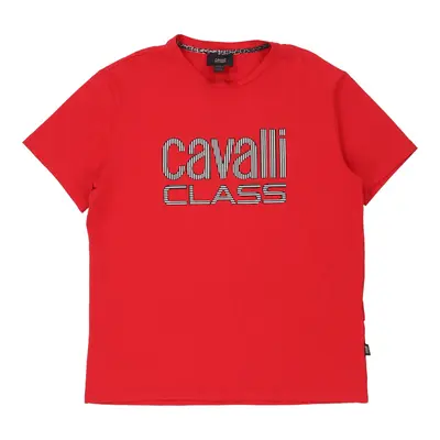 Cavalli Class Spellout T-Shirt - 2XL Red Cotton Blend