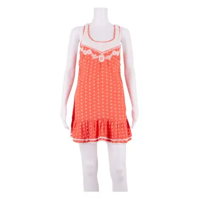 SUPERDRY Womens Mini Dress Orange Crazy Pattern Sleeveless Short S