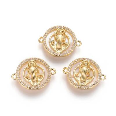 Brass Micro Pave Cubic Zirconia Links connectors