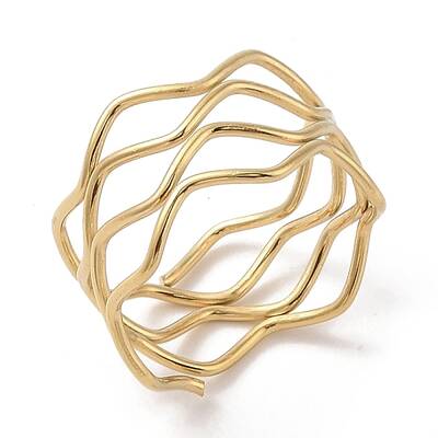 Ion Plating(IP) 304 Stainless Steel Wave Finger Rings for Women