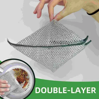 12/24/36 Counts, double-layer, Multipurpose Non-Scratch Wire Dishcloths – Reusable Dishwashing Rags for Wet & Dry Use,  Pan...
