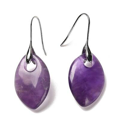 Natural Amethyst Horse Eye Dangle Earrings