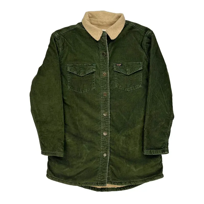 Sherpa Lining Wrangler Jacket - Small Green Cotton
