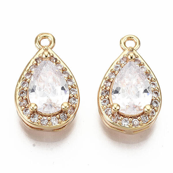 Brass Micro Pave Clear Cubic Zirconia Charms