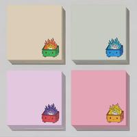 Dumpster Fire Sticky Note, 4 Counts/set Cartoon Sticky Note, Adhesive Note Pad for School Office Home Supplies Students Teach...