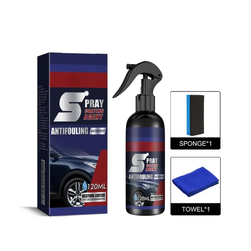 120ml Car Paint Care Spray, Car Paint Quick Coating Agent, Car Wax Polishing Agent, Water-free Car Cleaning Agent, Plastic Co...