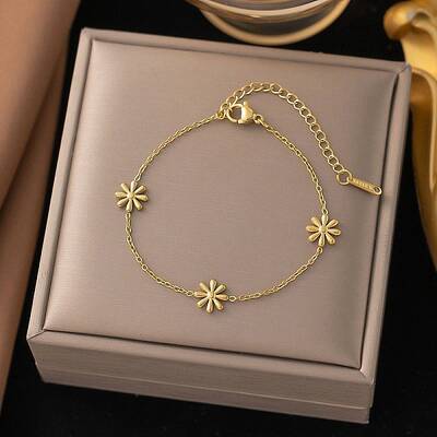 304 Stainless Steel Flower Link Bracelets