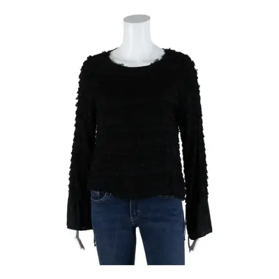 ZARA BASIC Tie Back Black Striped Long Sleeve Top Womens S