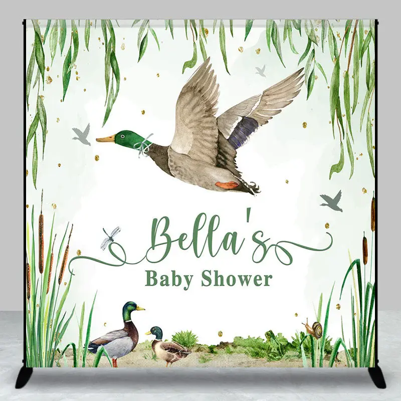 Spring Scene Duck Custom Name Baby Shower Backdrop - Aperturee
