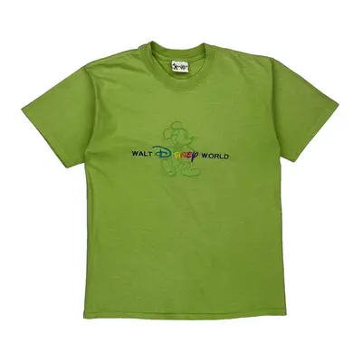 Mickey Mouse Disney Graphic T-Shirt - Medium Green Cotton