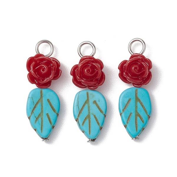 Dyed Synthetic Turquoise & Opaque Resin Pendants
