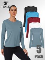 TELALEO 5 Pack Ladies | Long Sleeve | Breathable | Sports Fitness Running Yoga | Ladies